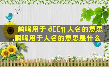 鹤鸣用于 🐶 人名的意思,鹤鸣用于人名的意思是什么